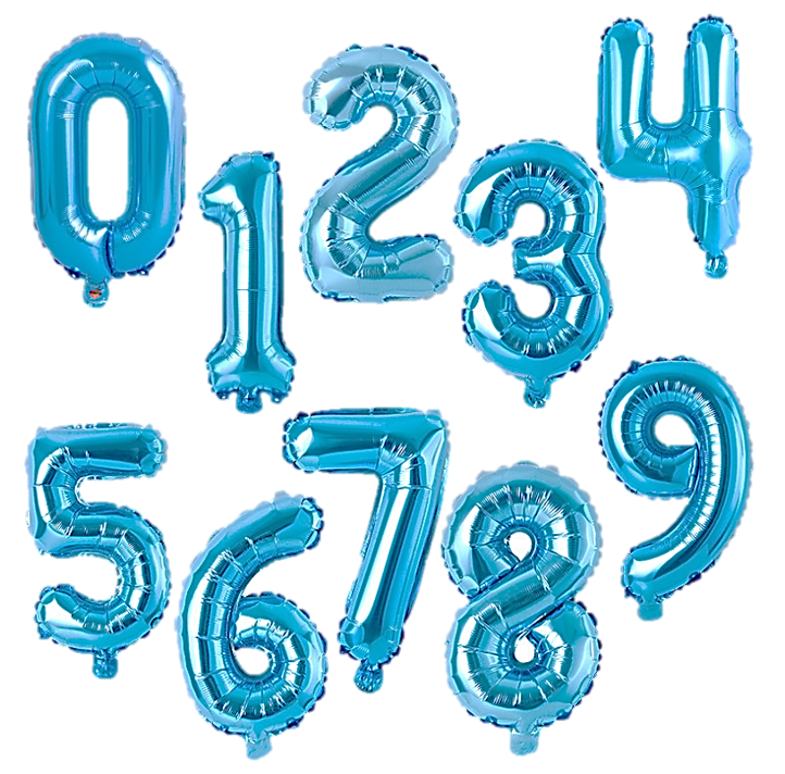 Números Azul Metalizado 40 cm Medianos 16 Inch