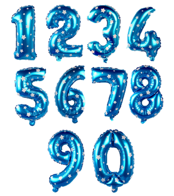 Numero Azul con Estrella 40 cm Medianos 16 Inch