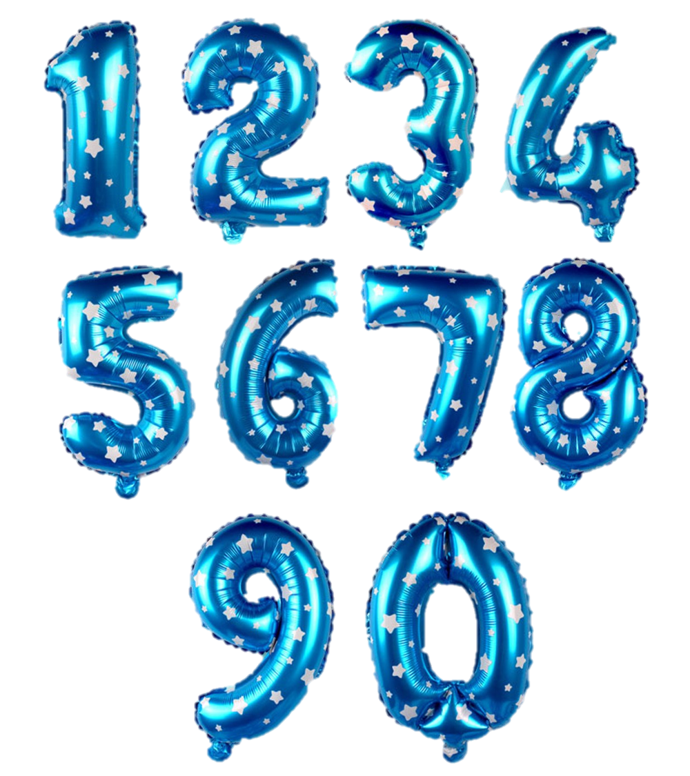 Numero Azul con Estrella 40 cm Medianos 16 Inch